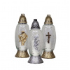 Zniczplast Kahanec Cross, dekoratívne sklo, 40 h, 35 cm, na hrob, mix vzorov