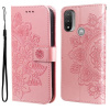 Peňaženkové kožené puzdro 7-petal Flowers na Motorola Moto E20 / E30 / E40 - Rose Gold