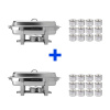 TECHNICA [Sada] Gastronomický ohrievač GN 1/1, 9 l, 605x370x240 mm - 2 ks. + 24 x gélové palivo pre gastronomické ohrievače 200 g