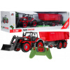 Diaľkovo ovládaná jazdiaca hračka Ramiz Farm traktor s prívesom červený 3 roky +
