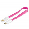USB 2.0 kabel A- microUSB (M), 0.2m magnetický růžový