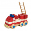 Drevené HASIČSKÉ AUTO, 22 cm, 35 kociek, farebné