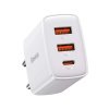 Baseus Kompaktná sieťová rýchlonabíjačka 2x USB / USB typu C 30W 3A Power Delivery Quick Charge biela CCXJ-E02