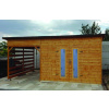 Záhradný drevený domček s terasou TOL III 9m2 + 6m2, 16mm, s okny