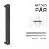 MPkovania FT - MADLO kód K40 40x20 mm UN pár Rozteč madla: 350 mm, Rozmer profilu madla: 40x20 mm, Dĺžka: 370 mm