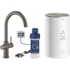 GROHE Red páková drezová batéria Duo s ohrevom vody a filtráciou, bojler veľkosť M, výška výtoku 288 mm, kartáčovaný tmavý grafit, 30083AL1