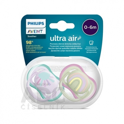 Avent Philips šidítko Ultra air Obrázek duha 2ks ružová