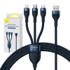 Kábel 3v1 USB Baseus USB 3v1 Baseus Flash Series, USB-C + Micro + Lightning 66W, 1,2 m (modrý) 6932172618117