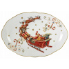Magnoble Vianočný porcelánový podnos Santa na saniach – so zlatým lemom 30,5 × 20 cm