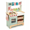 Tender Leaf Toys Kitchen Range drevená kuchynka s bylinkami s magnetickou rybou mikrovlnka a sporák