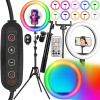 Krúžková lampa 60W VYSOKÁ SILA PODSVIETENIE 18 FARIEB RGB STATÍV 210 cm