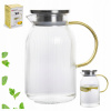 Sklenený Džbán Zdobený s Vekom a Rukoväťou na Čaj, Džúsy, Nápoje 1,5L