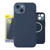 Baseus Liquid Silica Magnetic Case a sada tvrdeného skla pre iPhone 14 Plus (modrá) 6932172615260