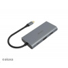 AKASA USB Type-C adaptér 9 v 1 (PD Type-C, HDMI, VGA, 3 x USB 3.0 typ A, RJ45, čítačka kariet SD a Micro SD)