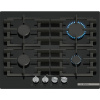 Bosch PPP6A6I40, Séria 6, Plynová varná doska, 4 horáky, 60 cm, Čierne tvrdené sklo