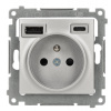 Kontakt Simon 1-zásuvka s USB C+A Simon54 PREMIUM/NATURE SS 2,1A strieborná DGZ1ZUSB2CA.01/43