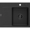 Mexen Ben, 1-komorový granitový drez 600x500x190 mm, pravý + čierny sifón, čierna-strieborná metalíza, 6523605000-73-B