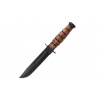 Vega KA-BAR KB-1250 Short USMC taktický nôž na prežitie 13,3cm, čierna, koža, kožené puzdro
