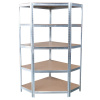 STREND PRO® Regál kovový RACKS rohový 180×90×40 cm, bezšroubový, 5 polic MDF, max. 150/750 kg 2212757