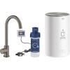 GROHE Red drezový ventil Mono s ohrevom vody a filtráciou, bojler veľkosť M, výška výtoku 240 mm, kartáčovaný tmavý grafit, 30085AL1