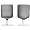 ferm LIVING Poháre na víno RIPPLE 270 ml, sada 2 ks, šedá
