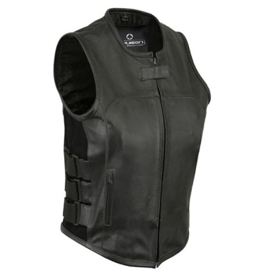 CRUISON LADY SWAT dámská černá kožená vesta - 4XL - doprava zdarma