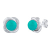 SILVEGO stříbrné náušnice Ariel s přírodním amazonitem a Brilliance Zirconia JST14738EAZ