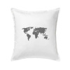 Mapa sveta odtlačok - Vankúš 50x50 - 50x50 - Vrátane výplne ( Biela )