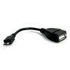 Kábel USB (2.0), USB micro OTG M-USB A OTG F, 0.15m, čierny