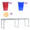 shumee Skladací stôl na beer pong s pohármi a loptičkami 240 cm