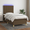 Box spring postel s matrací a LED tmavě hnědá 100x200 cm textil 3135736