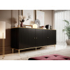 Komoda GLAMOUR 180 čierna/čierna + zlatá