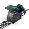BlitzWolf® BW-FWC10 – 240W stolná rýchlonabíjačka a budík, 6 USB nabíjacích portov (Type-C a USB-A) + bezdrôtové nabíjanie
