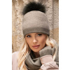 Kamea Khaki dámska zimná čiapka s kožušinovým brmbolcom Kamea Aloes, Veľkosť uni, Farba khaki
