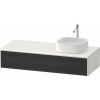 DURAVIT Zencha závesná skrinka pod umývadlo na dosku (umývadlo vpravo), 1 zásuvka, 1300 x 550 x 281 mm, dub čierny/biela super matná, ZE4812R16840000