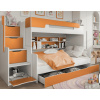 ArtBed Detská poschodová posteľ s roštom HARRY | biela/oranžová 120 x 200 cm
