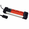 Predlžovačka CONNECTUS, 3xUTE 230V, poistka 10A, 2m kábel 1.00mm², C14, čierna/červená