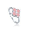 MINET JMAS7058RR50 - MINET Stříbrný prsten čtyřlístek s růžovým jadeitem vel. 50