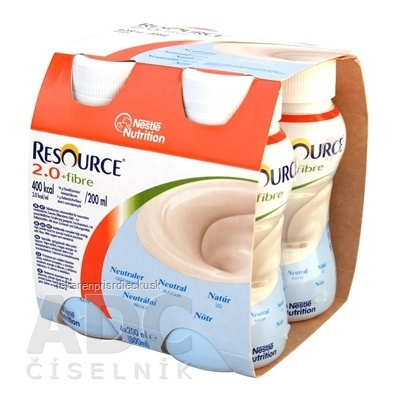 RESOURCE 2,0+ Fibre Neutrálna príchuť sol 4x200 ml (800 ml)