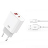 Nástenná nabíjačka XO CE12 PD QC3.0 20W 1x USB 1x USB-C biela + USB - microUSB kábel