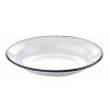 Retro smaltovaný hlboký tanier biely s modrou linkou - 22 cm - Ibili