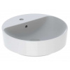 Geberit VariForm Umývadlo na dosku, priemer 45 cm, s prepadom, otvor na batériu, biela 500.769.01.2