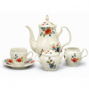 Bernadotte kávová súprava ivory farebné kvety 15 dielna, Thun 1794