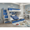 ArtBed Detská poschodová posteľ s roštom HARRY | biela/modrá 120 x 200 cm
