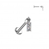 Titánová labreta s vnútorným závitom Zircon Baguette Farba: strieborná, Veľkosť: 1,2 mm, Dĺžka / priemer: 6 mm