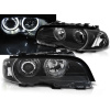 BMW E46 99-03 COUPE CABRIO - predné čierna svetlá s ANGEL EYES LED