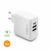 Sieťový adaptér FIXED s výstupom USB-C a 2xUSB podpora PD 45 W biely