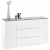 Carryhome ŠIROKÁ KOMODA, sivá, biela s vysokým leskom, 159,6/93,50/45 cm - Komody - 002593007901