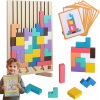 TETRIS PUZZLE DREVENÉ KOCKY MONTESSORI PRE DETI 3D LOGICKÁ HRA