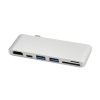 AppleMix Adaptér USB-C na USB-C + 2x USB-A 3.0 + SD + MicroSD + HDMI - bez kábla - kov - strieborný